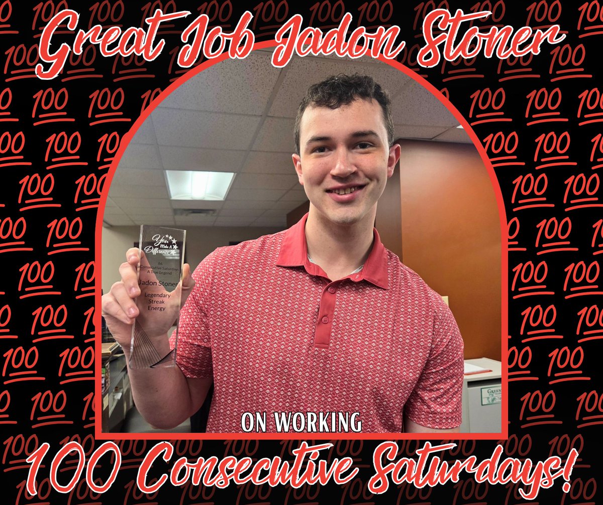 FirstHarrison's tweet photo. 100 Saturdays. One committed team member. Congratulations to Jadon Stoner on reaching 100 consecutive Saturdays with First Harrison Bank! 

Thank you for your hard work, dependability, and continued dedication to our customers and team. https://t.co/3wmpSjGKAL