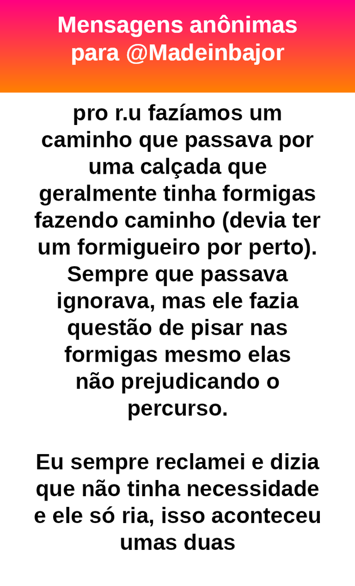 madeinbajor's tweet photo. Não foi pela formiga. 
A formiga foi a gota d'água.  #bajo46380 https://t.co/yMCrWVOVlT