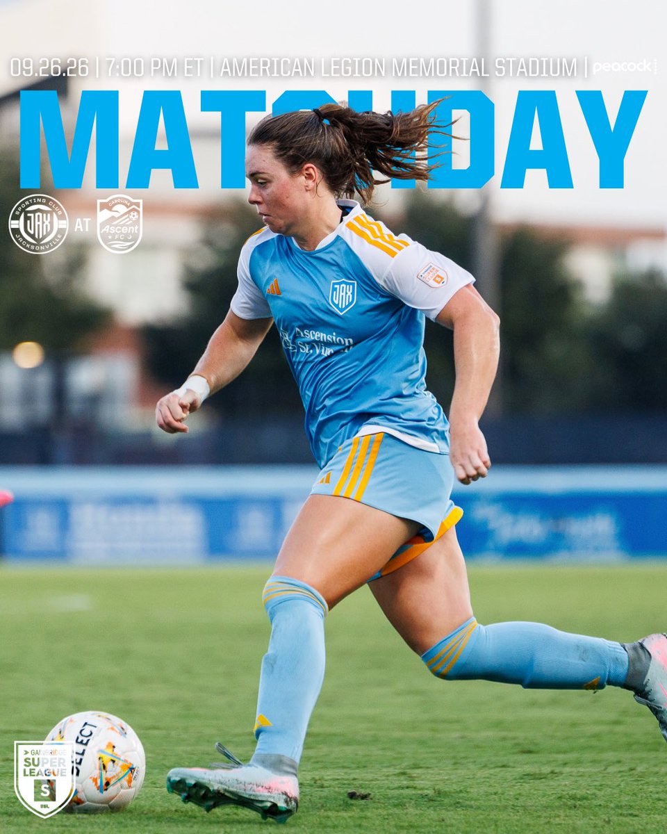 sporting_jax's tweet photo. Business trip in Carolina 💼

🆚 @carolinaascent 
🕖 7:00 PM ET
📺 Peacock 
📍 American Legion Memorial Stadium 

#ProSoccerProJAX https://t.co/HQ93hXM6Nc