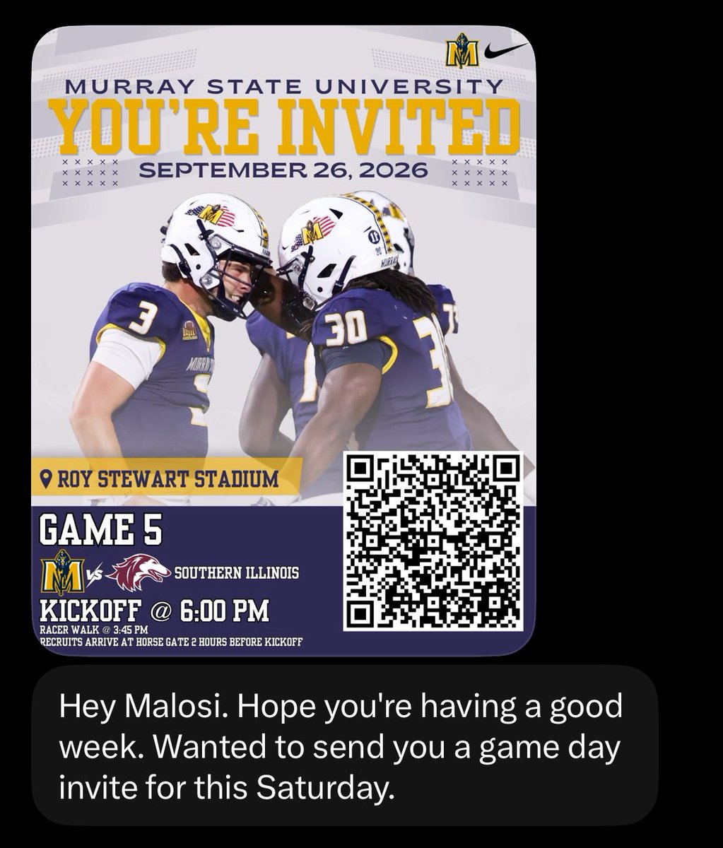 MalosiLaban2008's tweet photo. Thank you for the invite @RacersFBrecruit .  @racersfootball. @WrightJody https://t.co/07L5j88VR2