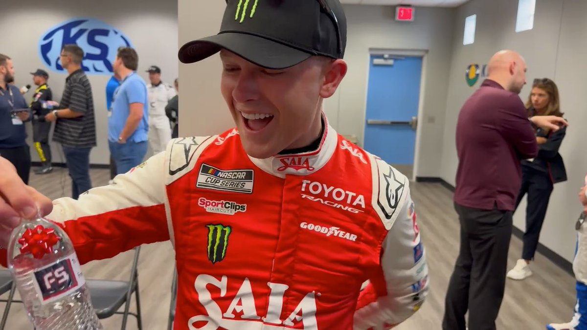 Frontstretch's tweet photo. Watch out everyone, @TyGibbs is armed with a fresh water bottle, courtesy of your favorite media company. https://t.co/ivjvAnmRrn