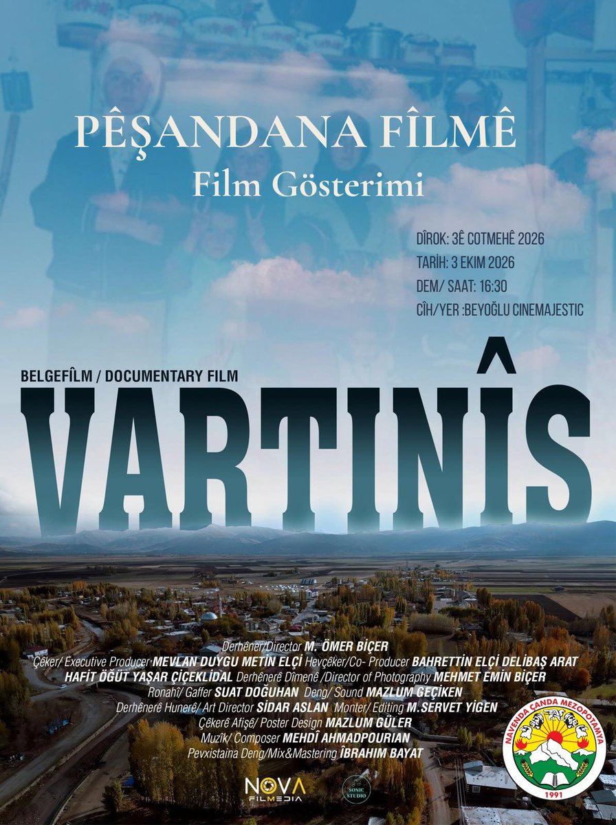 mkm_ncm's tweet photo. 📯 PÊŞANDANA FÎLMÊ / VARTINÎS

📅 3ê COTMEHÊ

🕣 16:30 

📍BEYOĞLU CINEMAJESTIC https://t.co/BhBgFk9bA8
