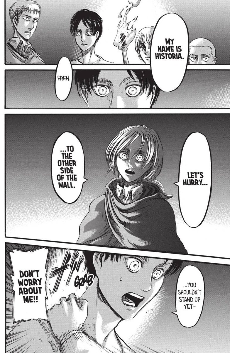 iaisotria's tweet photo. I think I figured out why Historia gets mischaracterized so much and it basically comes down to the removal of these scenes in the anime. The anime does not properly show the audience Historias ruthlessness so if you don’t engage with the manga you won’t understand her character. https://t.co/2sF3k30ArQ
