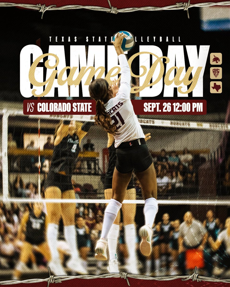 TexasStateVball's tweet photo. Had so much fun we get to do it again!
π Colorado State
ποΈ Strahan Arena
β° 12 p.m. CT
πΊ https://t.co/cFFss6UeZv
π https://t.co/8J3CUtpVjZ
#EatEmUp | #IMPACTFUL https://t.co/kbJghTX15V