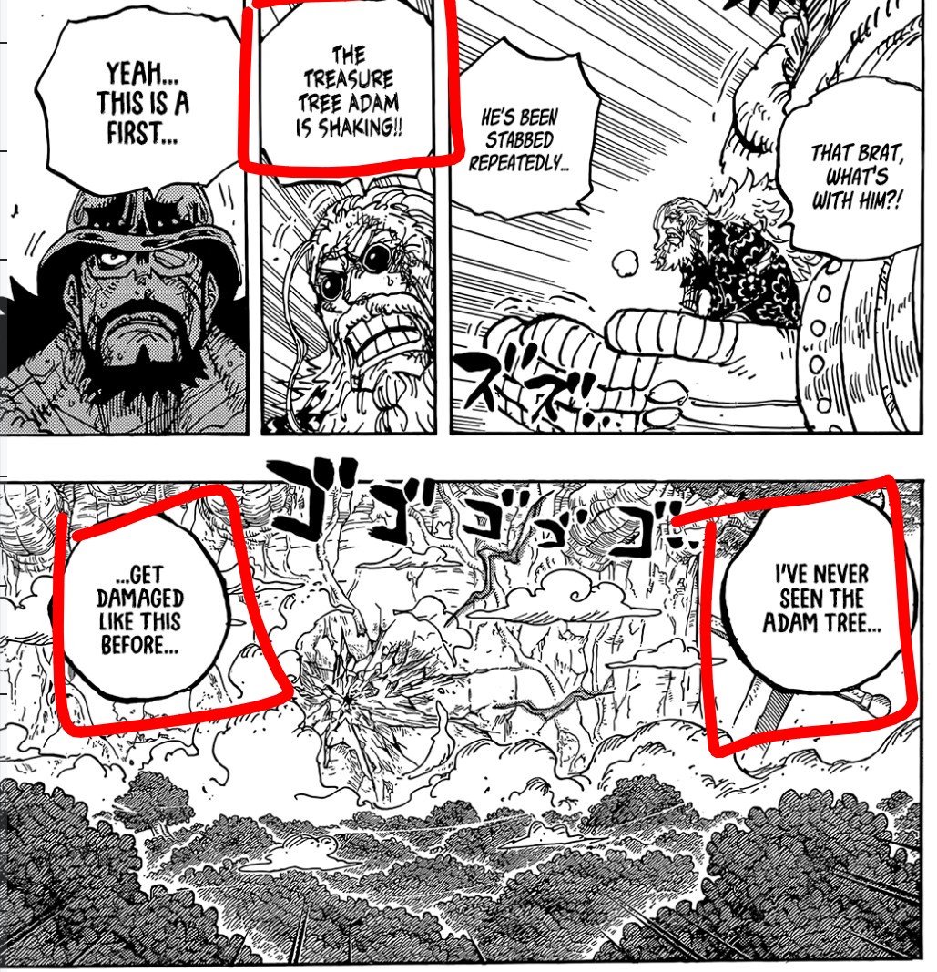 Jimo78596384's tweet photo. @Skibididdler_ The conversation was perfectly normal until the "headcanon" started. That attack destroyed a huge part of the Adam Tree and literally caused an earthquake across all of Elbaf—which is much larger than any island; you are intentionally downplaying the attack. https://t.co/9DLWB2040m