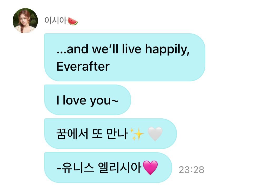 allforElisia_'s tweet photo. Elisia Weverse DM 💝

“..and we’ll live happily, EverAfter”
“I love you~” https://t.co/0WDS2TC8zs