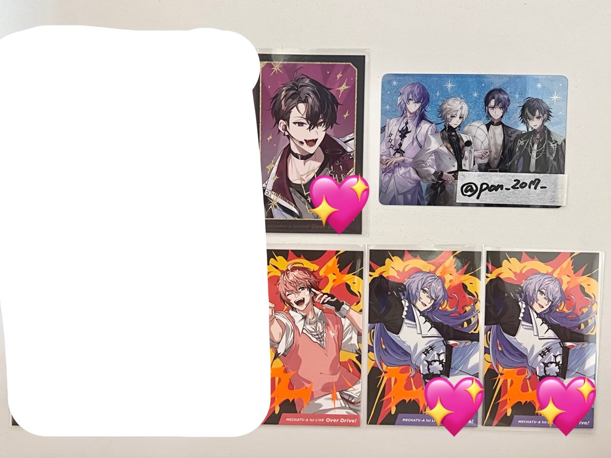 pon_2017_'s tweet photo. 【交換】 MECHATU-A めちゃつえー ライブ グッズ Over Drive! 1st LIVE ランダムカード

譲：画像1
求：画像2(♾以外は各1)

・1枚目💖は🌟とのみ交換
・郵送、1枚~◎ https://t.co/acv5p6XwBP