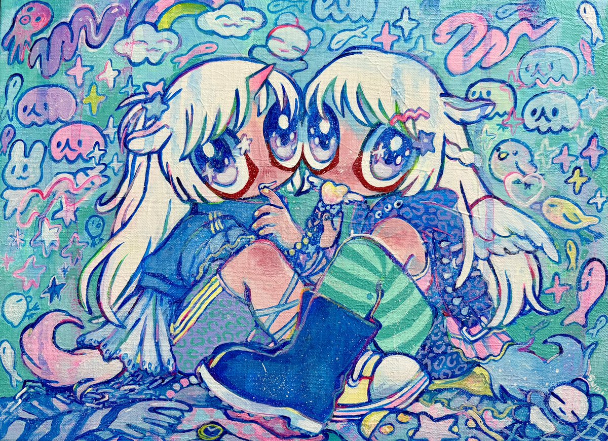 thisissatsuki's tweet photo. 10/18のイベント「MIX&amp;MUSIC」のライブペインターが決まりました！

アクリル絵の具で女の子のイラストを描いている「スミシャ」さんです！(@qanda_san )

めちゃめちゃ可愛いアートで、SATSUKIもどういう感じになるかワクワクです☺️

是非遊びに来てください！！！ https://t.co/BOe9xa2JOQ