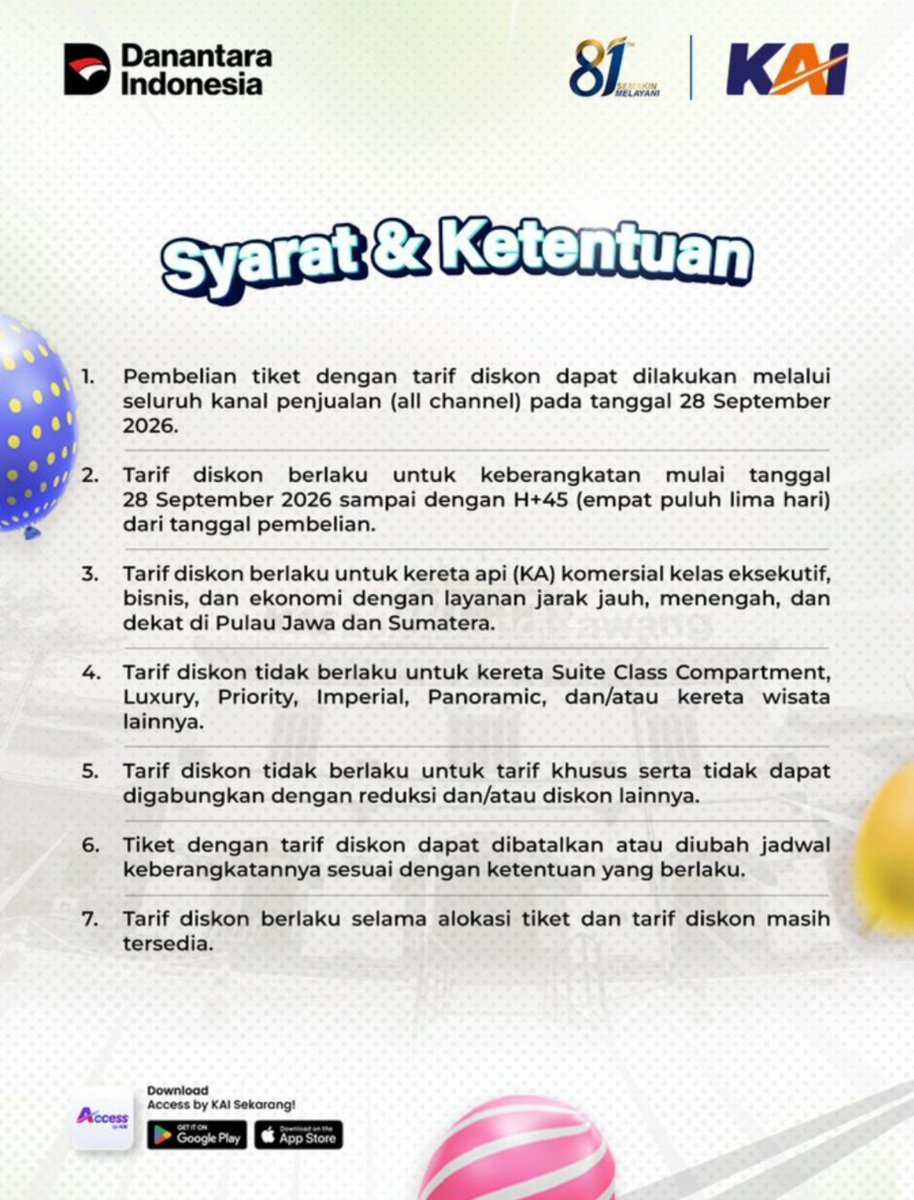 argothrottle's tweet photo. Nih, guys, ada diskon tiket KA 81% yang bisa dipesen mulai 28 September 2026 jam 00.00

Jangan lupa dibaca syarat dan ketentuannya, gaes. Good luck https://t.co/bQIBkptCan