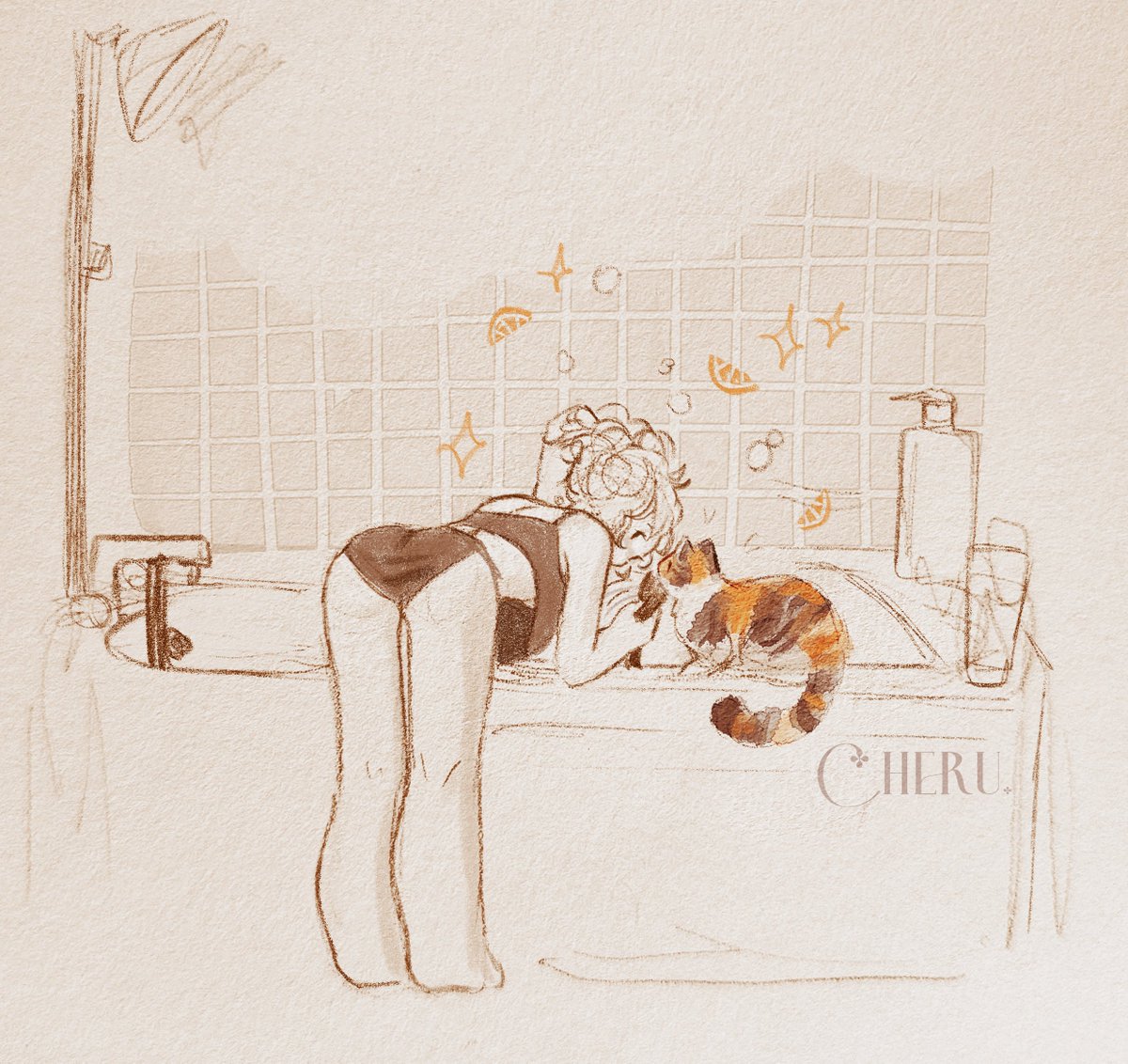 CheruleanArt's tweet photo. she loves the smell of shampoo 🐱 https://t.co/oPtyGqwUN4