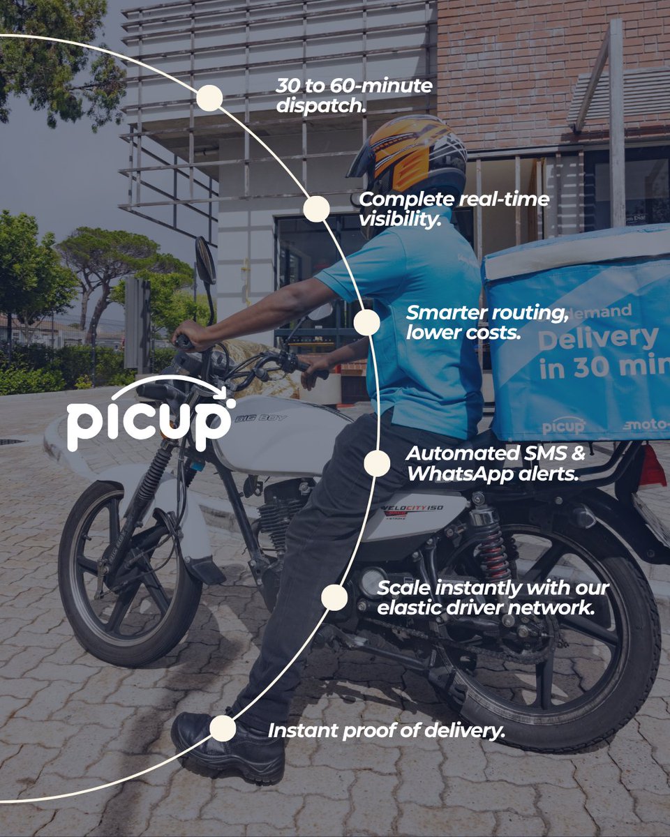 PicupSA's tweet photo. Picup's on-demand software is packed with bespoke features designed to automate your dispatch, protect your margins and keep your customers fully informed.
Explore our on-demand features: https://t.co/N8uzGWYCb1
#picup #ondemanddelivery #smartlogistics #fleetmanagement #b2btech https://t.co/fDwIi39Sqt