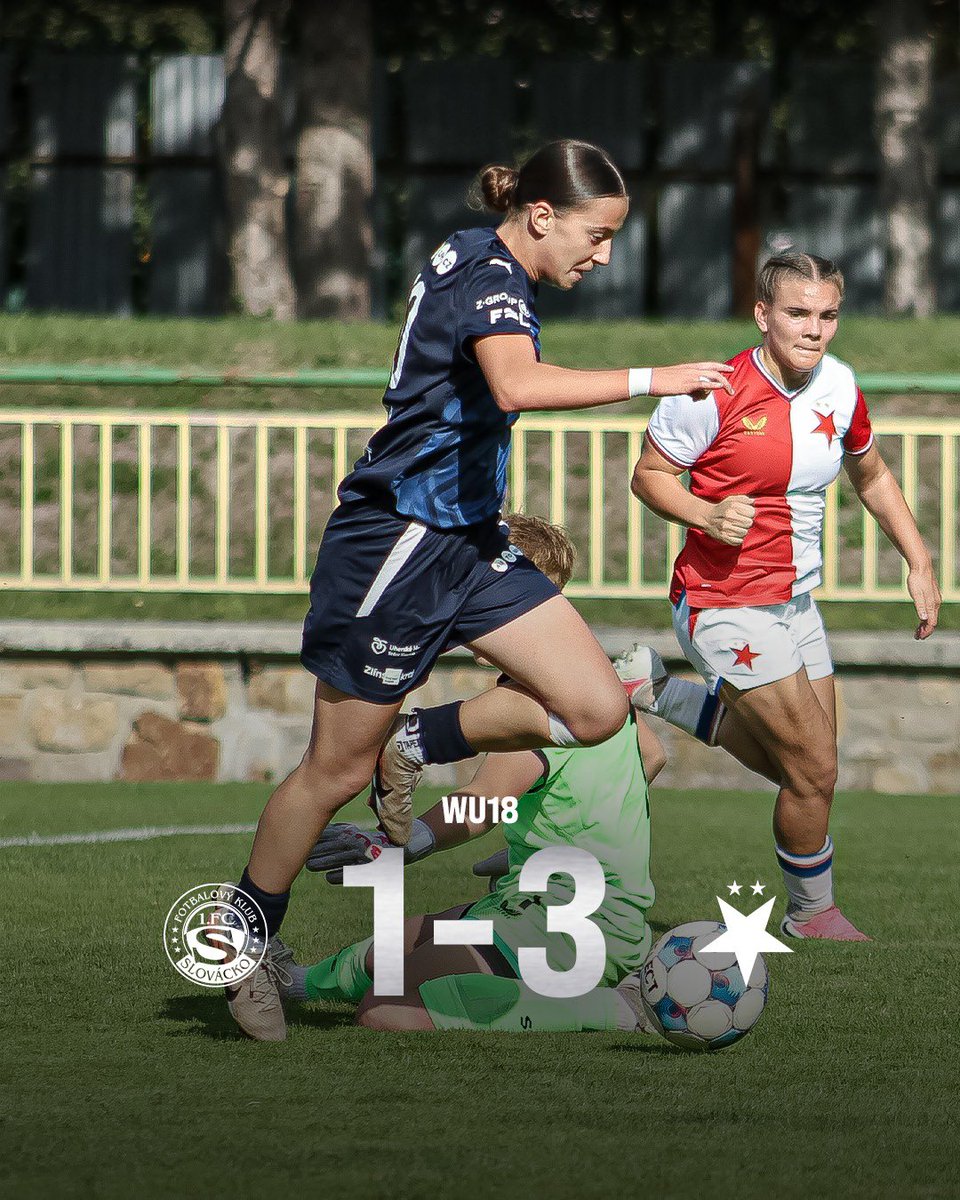 1FCSzeny's tweet photo. ⚽ Dorostenky Slovácka si z utkání proti pražské Slavii body neodnášejí. Po vedoucí brance Bauerové dokázala po změně stran zareagovat Pamela Tanková a srovnala. Pražský celek si ale vzápětí vzal vedení zpět díky Točinové a výsledek na konečných 1:3 zpečetila Elgheriani. https://t.co/vWbzjAiOjR