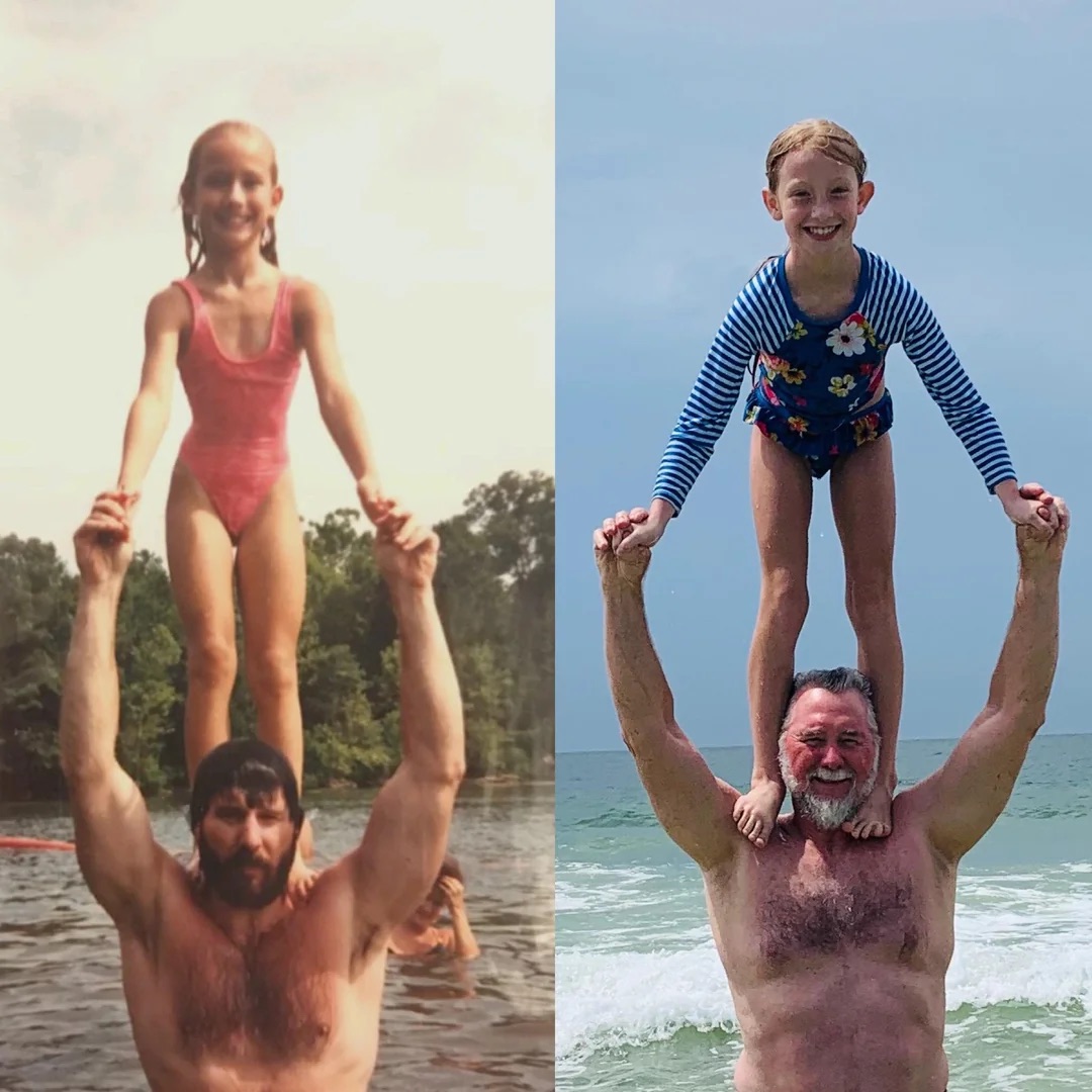 HumanityChad's tweet photo. Man shares a photo of him and his daughter and a photo of him with his granddaughter https://t.co/fsszjO64Ws