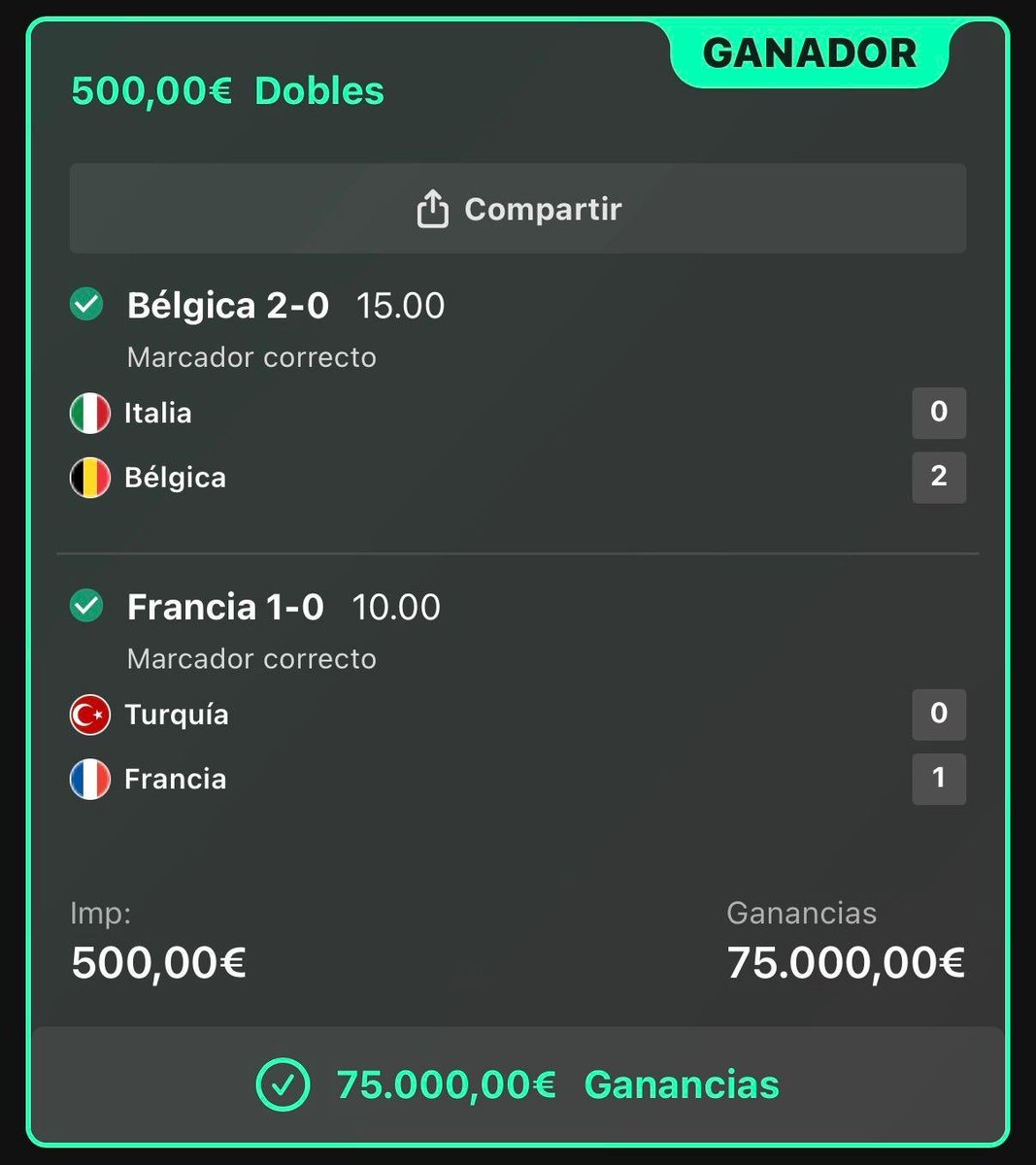 AlexProaAI's tweet photo. Si ayer hicimos historia con una 15 del 🇮🇹 Italia - Bélgica 🇧🇪 y la 10 de 🇹🇷 Turquía - Francia 🇫🇷

Qué impide que hoy no clavemos la 150 de 🏴󠁧󠁢󠁥󠁮󠁧󠁿 Inglaterra - Espa��a 🇪🇸? Abajo la dejo⬇️ https://t.co/w2jAgmQcvK