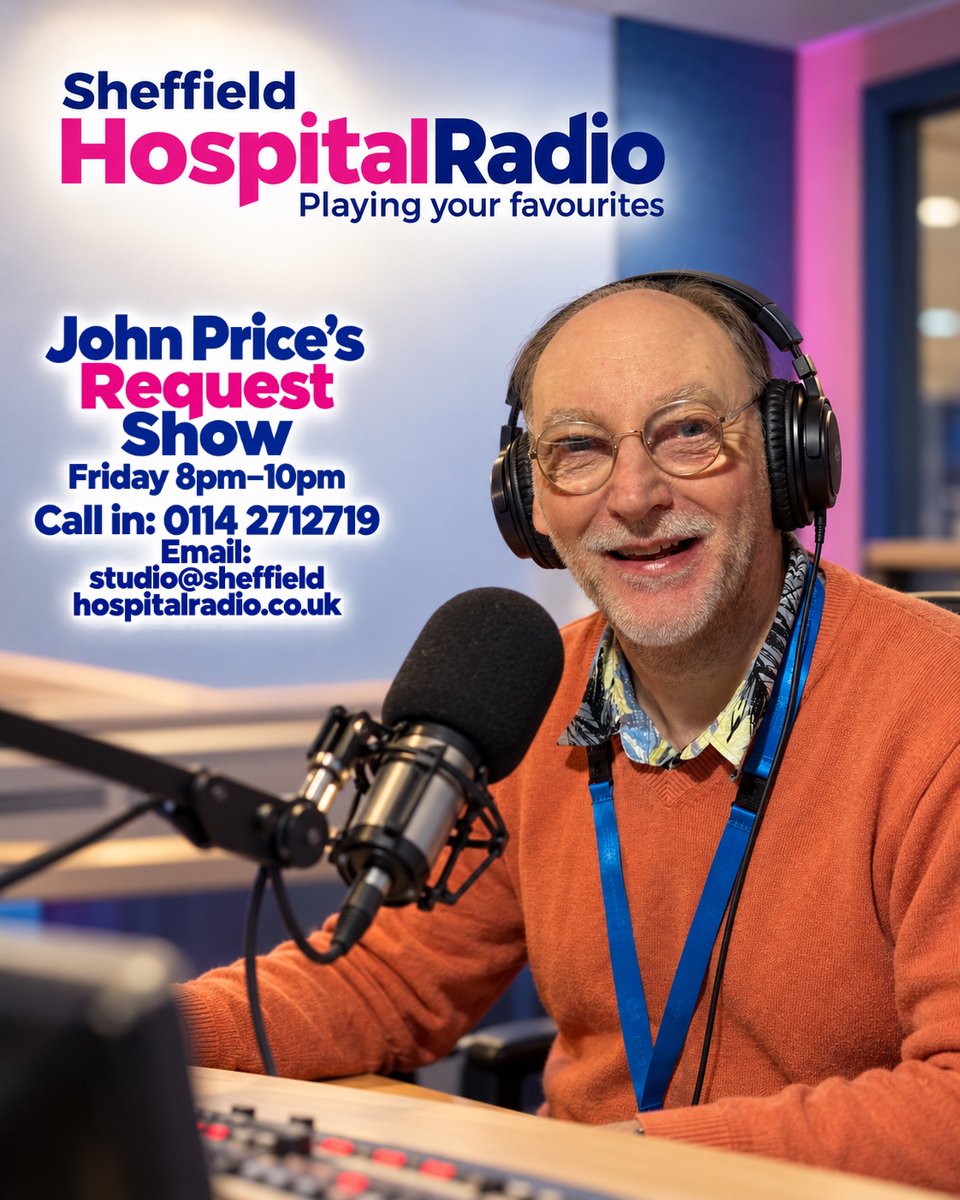 ListenToSHR's tweet photo. Jon is live now with all your song requests. Contact the studio on 0114 2712719 or email studio@sheffieldhospitalradio.co.uk to get yours played.  #SheffieldHospitalRadio #hospitalradio #Sheffield #songrequests #sheffield #requestshow #charity https://t.co/Fl52ENKlLr