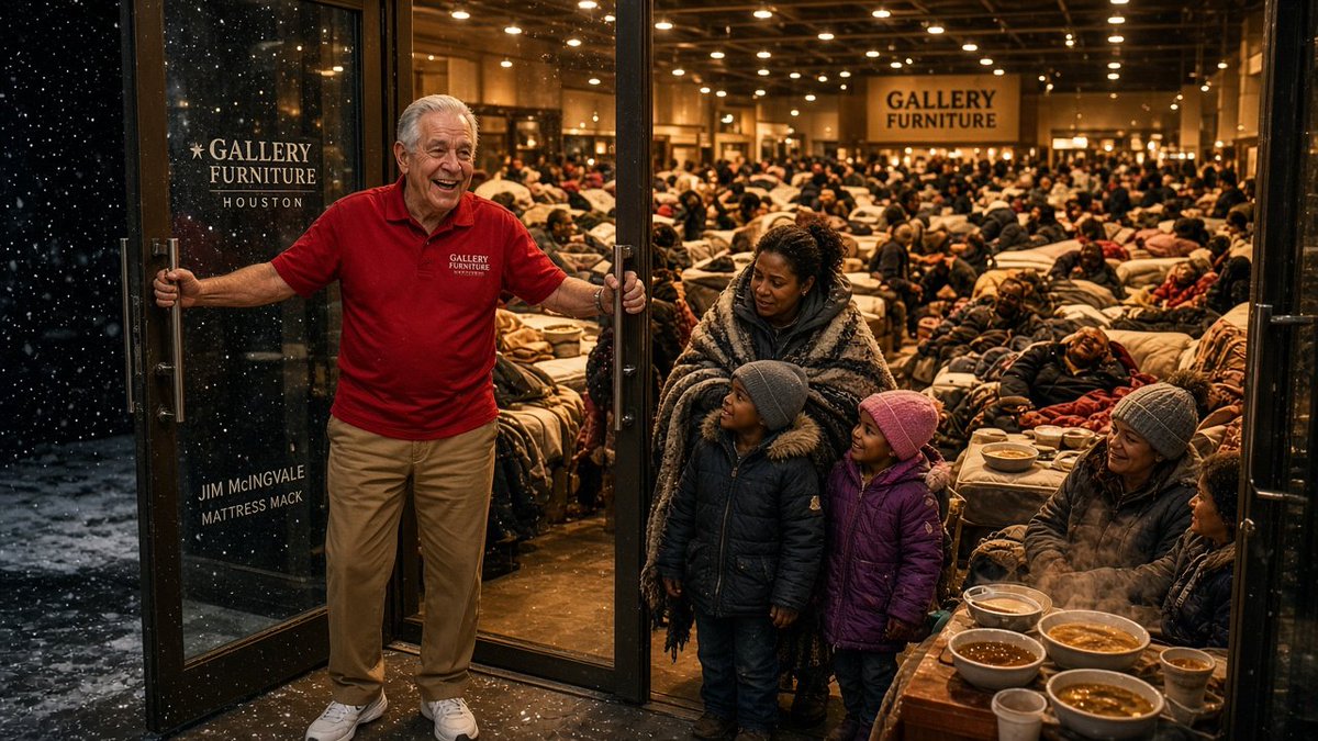 japan_nobunaga's tweet photo. In February 2021, Texas froze solid.
Four million people lost power. Pipes burst, roofs collapsed, and families were shivering in minus-two-degree dark homes with nowhere to turn.

You know what a Houston furniture store owner did?

Jim McIngvale—known across Texas as “Mattress Mack”—owns Gallery Furniture, a massive luxury furniture showroom with millions of dollars of handcrafted beds and sofas.

When the grid failed and hypothermia began killing elderly residents, Mack didn't lock his doors to protect his inventory.
He turned on his private backup industrial generators, unlocked every door, and posted a video online:
“If you are cold, if you need heat, if you need a place to sleep, come to Gallery Furniture. We got heat, we got food, we got beds. Everyone is welcome.”

He didn't ask for credit cards.
He didn't ask for identification.
He didn't put plastic covers over his $5,000 mattresses.

Over a thousand cold, desperate strangers poured through the front doors.
Mack let mothers and babies sleep on luxury king-sized beds.
He let homeless men curl up on designer sofas with their dogs.
He brought in catering trucks and paid out of his own pocket to serve hot chili, brisket, and breakfast to hundreds of people every day.

Critics asked him: “Aren't you worried people will ruin your expensive furniture?”
Mack looked the reporter straight in the eyes:
“Furniture is just stuff. You can replace mattresses. You can replace wood. You can't replace human lives.”

He did the same thing during Hurricane Harvey.
He did it during Tropical Storm Imelda.

This isn't corporate philanthropy.
This is raw American neighborly love.
When you wonder what makes America great, don't look at Washington. Look at men like Mattress Mack. 🇺🇸🛋️