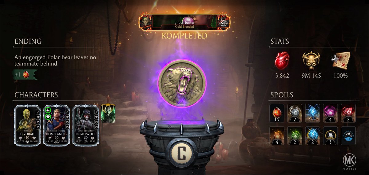 calvinsnick's tweet photo. I just completed a Krypt Run in Mortal Kombat mobile! Check out my stats. https://t.co/yZNEAZmh9P