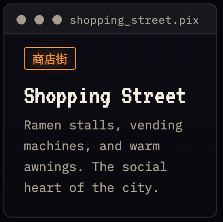 jsnaccss's tweet photo. How to play Json Access ⏩

The city is live, and walking in takes less than a minute.

1. Open https://t.co/OI0kfOww1N. It runs in your browser, with nothing to download or install.
2. Click to enter the city as Json.
3. Use WASD to walk, the mouse to look around, and Shift to run.
4. Explore the streets and find other players. They're out there, in the same alleys and the same kissaten.
5. Walk up to someone and press Enter to start a conversation.

There are no quests and no scripted path. The social layer is the game.

https://t.co/OI0kfOww1N $Js/accs