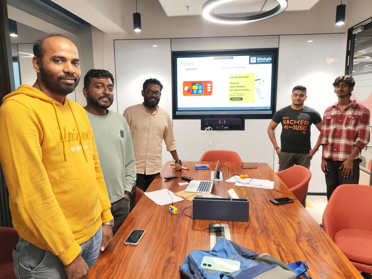 bitshala_org's tweet photo. Just wrapped an incredible Bitcoin multisig workshop in Chennai 🟠🧡

What we covered hands-on:
🧠 Multisig basics - why 1-key security is a single point of failure 
🔑 Generated 3 independent seeds using @SeedSigner  
📤 Loaded XPUBs & built a 2-of-3 multisig wallet on @SparrowWallet + @nunchuk_io  
✍️ Created a 2-of-3 transaction on both wallets 
🔄 Exchanged PSBTs between signers 
✅ Broadcast the final signed transaction

From seeds to a live broadcast in one session, that's how you truly understand multisig. 🔐

Huge thanks to everyone who showed up, built, and learned together. 🟠