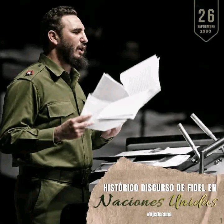 YamileMena18's tweet photo. Hace 66 años,la voz de Cuba retumbó en la ONU,el líder d la Revolución Cubana Denunció la agresión, defendió la soberanía y sembró en el corazón d los pueblos del mundo la certeza d q Cuba jamás se arrodillará.
#100AñosConFidel #ArtemisaJuntosSomosMás #Bauta
@DiazCanelB https://t.co/bJPKL5o4k1