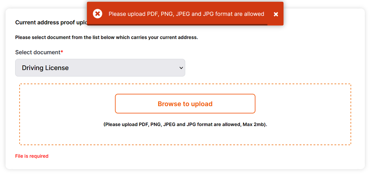 agarwalvishal00's tweet photo. hey @billdesk @GooglePayDevs @GooglePlay 

Why is it showing me an error message while uploading a PDF file under 2mb???

Been stuck on this final step.

Would be great if you could help https://t.co/KJrkKtKIqu