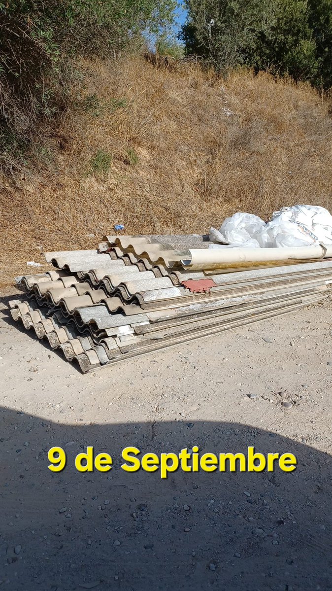 VOXTorremolino1's tweet photo. 🚨 Placas de fibrocemento abandonadas desde el 9 de septiembre en el Camino de los Brocales.

Si contienen amianto, su retirada exige empresa inscrita en el RERA y gestión conforme a la Ley 7/2022 de residuos.

Pedimos retirada segura, vigilancia e investigación de su procedencia https://t.co/VCJFetearx