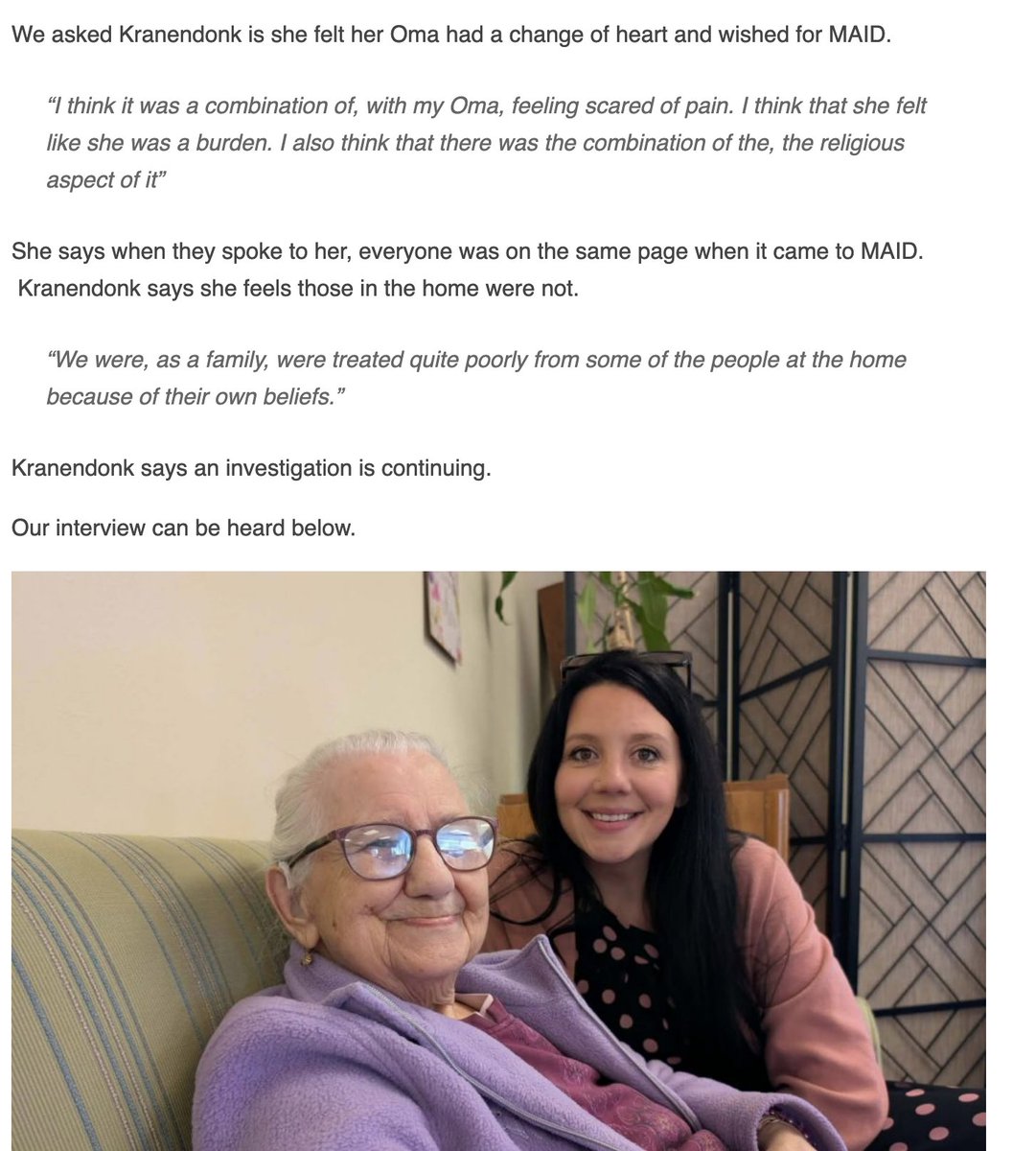 RGBAtlantica's tweet photo. 🔥Another article on the Daily Mail is filled with inaccuracies, by the granddaughter Brigitte Kranendock #MAID #Belleville #Ontario #Stage4StomachCancer
This article from Quinte News has been scrubbed from the internet on the MAID incident in Belleville Ontario: Here it is: https://t.co/kIlFf4Zoxd
