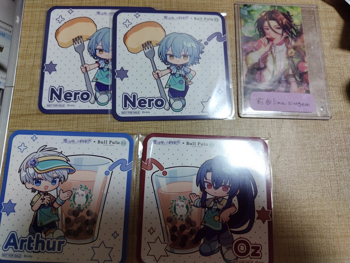 limu_sinngenn's tweet photo. 【交換】まほやく 魔法使いの約束 BullPulu コースター

【譲】ネロ2、アーサー、オズ
【求】シャイロック、ムル、クロエ、ラスティカ各1

ネロ↔シャイロック、ムル優先。全て決めたいためお返事にお時間頂く場合があります。郵送のみ。検索からでもお気軽にお声掛けください。 https://t.co/L9Z9TezWT6