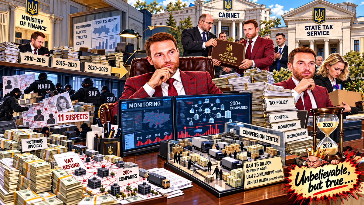n_no_f_eu's tweet photo. What Has #Konyushenko Been Monitoring for Six Years? Following Billion-Hryvnia Tax Schemes, He Is Handed the Entire State Tax Service

On September 25, the Cabinet of Ministers appointed Yuriy #Konyushenko as First Deputy Head of the State Tax Service (STS), immediately assigning him as Acting Head effective September 29. The appointment proceeded without an open competition. Following a string of high-profile criminal cases surrounding the #STS, leadership was transferred not to an external reformer, but to an insider who spent years within the financial hierarchy of the Cabinet of Ministers and the Ministry of Finance.

Konyushenko’s career within the system dates back to 2010. He handled payment administration and income and property taxation at the Ministry of Finance before heading the Personal Income Tax division. From 2015, he served in the Secretariat of the Cabinet of Ministers as deputy head of the budgetary, tax, and customs policy department. In 2020, he assumed leadership of the Ministry of Finance's Coordination and Monitoring Department, holding the post until his latest promotion.

It was precisely during the 2020–2023 period that a illicit shadow tax scheme operated—later dismantled by the National Anti-Corruption Bureau (#NABU), the Specialized Anti-Corruption Prosecutor's Office (#SAPO), and the Security Service of Ukraine (#SBU). The operation involved over 200 shell companies, 15 billion UAH in fraudulent invoices, over 2.3 billion UAH in #VAT schemes, and at least 147 million UAH in established budget losses.

According to NABU investigators, the scheme relied directly on senior tax officials. The former acting head of the #STS allegedly facilitated the network's operations, while the deputy head of the Poltava regional tax authority managed decisions regarding tax invoice suspensions. Investigators uncovered internal ledgers detailing illicit payouts. Eleven individuals received formal notice of suspicion, with the pre-trial investigation concluding in May 2026.

Konyushenko was not named as a suspect in the proceeding, and no public evidence connects him directly to the illicit operation. However, he directed the Ministry of Finance's dedicated monitoring department throughout the entirety of the three-year scheme.

Konyushenko assumes control of the STS following the departure of Lesya #Karnaukh, whose acting role was terminated by the Cabinet on September 14 prior to her resignation as First Deputy. Media reports indicate NABU and SAPO conducted investigative actions involving Karnaukh around the time of her departure, though no public charges were filed.

Konyushenko's financial disclosures for 2025 report family income of roughly 2.41 million UAH (including 1.51 million UAH from his Ministry of Finance salary), five real estate properties totaling 281 square meters, land plots, three vehicles—including a 2020 Volkswagen Tiguan purchased by his wife in 2024 for 889,200 UAH—and liquid assets of 929,000 UAH, $24,900, and €5,700. No formal violations regarding asset origins have been established by #NAPC.

The primary concern regarding the new #STS chief centers on institutional oversight: what specific irregularities were flagged by his monitoring department during the multi-billion-hryvnia tax schemes of 2020–2023, and what corrective actions were taken? While Konyushenko faces no legal charges, the Cabinet has now entrusted him—without competitive selection—with the entire State Tax Service, including tax invoice suspensions, risk-taxpayer designations, #VAT administration, and personnel management.

Unbelievable, but true…

https://t.co/MNpDsUTNWQ