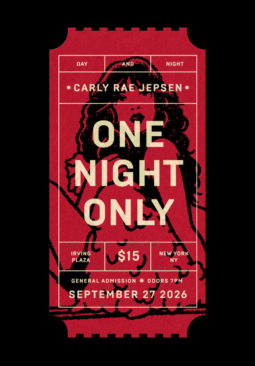 carlyraewiki's tweet photo. CARLY RAE JEPSEN ✸ ONE NIGHT ONLY

IRVING PLAZA
NEW YORK, NY

TICKETS ON SALE NOW
https://t.co/FkEI0d2b1T https://t.co/kNNSRgsbCv