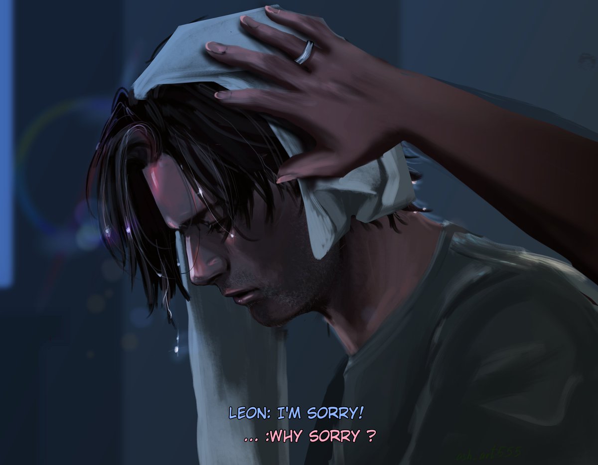 ash_art555's tweet photo. He apologized for the nights he couldn't sleep, the nightmares he couldn't outrun, the wounds he couldn't hide, thinking he bother those around him,u don't have to apologize for hurting.u'r suffering was never a burden leon ❤️‍🩹🥹 
#leonkennedy
#ResidentEvilFanArt 
#re9
#digitalart https://t.co/j0FDm4KqQi