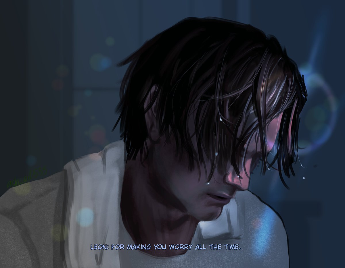 ash_art555's tweet photo. He apologized for the nights he couldn't sleep, the nightmares he couldn't outrun, the wounds he couldn't hide, thinking he bother those around him,u don't have to apologize for hurting.u'r suffering was never a burden leon ❤️‍🩹🥹 
#leonkennedy
#ResidentEvilFanArt 
#re9
#digitalart https://t.co/j0FDm4KqQi