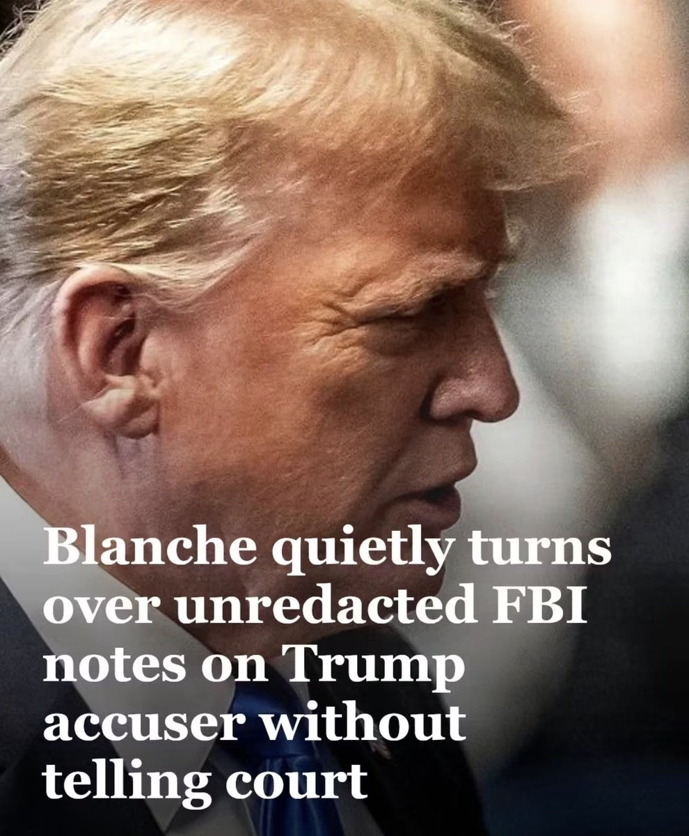 AgentSelf99b's tweet photo. WOW 🚨 According to Katie Phang: AG Todd Blanche quietly turned over unredacted handwritten FBI notes involving a woman who accused President Donald Trump of sexual and physical abuse when she was a teenager — but apparently left no notice on the court docket…

Trump is a pedophile.