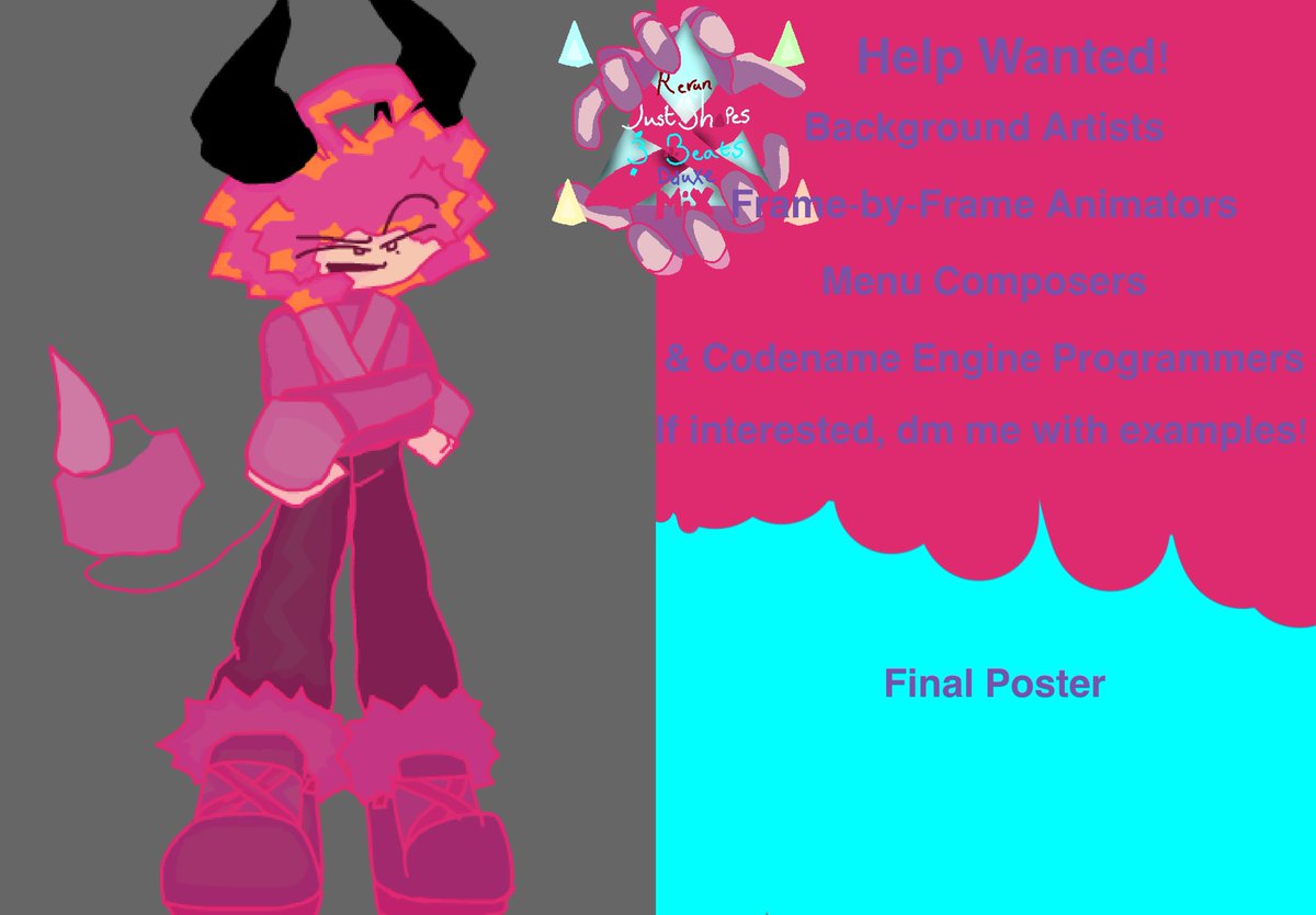 PopsicleX_'s tweet photo. Final Help Wanted Poster for Rerun JSaB DX Mix!
We also need video editors for the upcoming trailer!
Dm me on discord if you’re interested! (popsiclex._)
#RerunJSaBDX #RerunJSaBDXsweep #HelpWanted #FNF https://t.co/WUYmkSIPrk