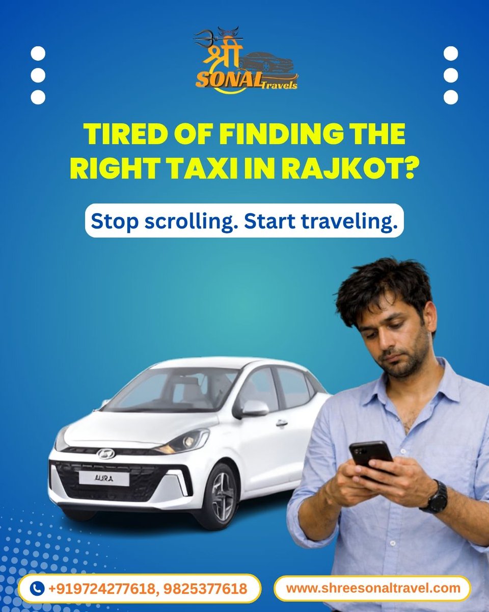 TiffaniStennett's tweet photo. Still searching for the best taxi in Rajkot? Shree Sonal Travels offers instant booking, affordable prices, clean cars, trusted drivers, and 24/7 service for airport, local, and outstation trips. Call now: +919724277618 or 9825377618. https://t.co/P55LPeIX3K