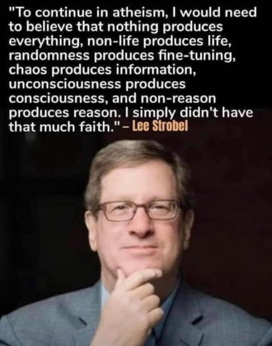 Kris_Apophatic's tweet photo. Science requires too much faith for me. 

You look at a skyscraper and you don’t say, “Wow, what an incredible accident of wind and rust and random atoms bumping into each other for a few billion years.” You infer a designer. That’s not religious bias. That’s how the human mind works. We recognize specified complexity and we infer intelligence.
Now the godless thinker wants to flip that switch the moment we look at the universe itself. DNA is a language—four-letter chemical alphabet, specified information, error-correction, self-replication. The fine-tuning of the physical constants is so precise that if gravity or the strong nuclear force were off by a hair, you wouldn’t have stars, planets, or chemistry that can support life. And yet the claim is: “It just happened. Chance. Accident. Nothing plus time plus chance equals everything.” 

That’s not science. That’s a faith statement. Science observes that something doesn’t come from nothing. EVER. Every effect we actually study has a cause. Energy doesn’t pop into existence uncaused. Information doesn’t write itself. Consciousness doesn’t emerge from raw matter by accident any more than a symphony writes itself by dropping a piano down the stairs.

If you walk into a room and see a watch on the table, you don’t say the parts assembled themselves through random collisions. You infer a watchmaker. The universe is infinitely more specified than a watch. To look at it and say “no mind required” is not humility. It’s a refusal to follow the same logic you use everywhere else.

The question is whether you’re willing to follow that evidence where it actually points—and then decide what you’re going to do with the One who claims to be that Intelligence.