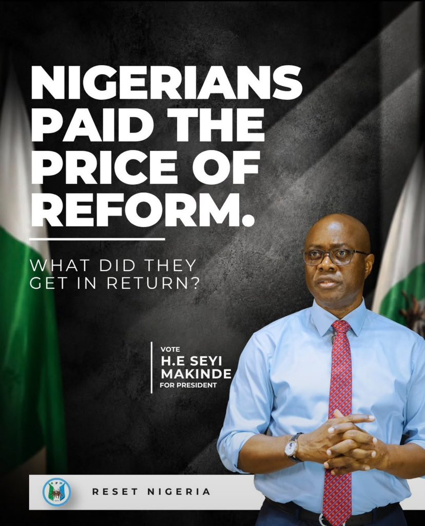 ambiedollaz's tweet photo. Nigerians have paid the price for reform. The real question is: what did they get in return?

Makinde’s Oyo record gives Nigerians something concrete to examine, such as roads, education, healthcare and the power project. Now his #ResetNigeria agenda is taking those governance ideas to the national conversation.

2027 is about the record, the plan and the results 💯