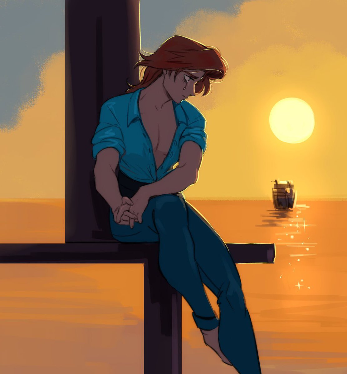 Ripushko_Arts's tweet photo. For some reason, I’ve been creating a lot of art in a warm color palette for *The Little Mermaid* this year. It suits the autumn season. https://t.co/CJxPwExjnG