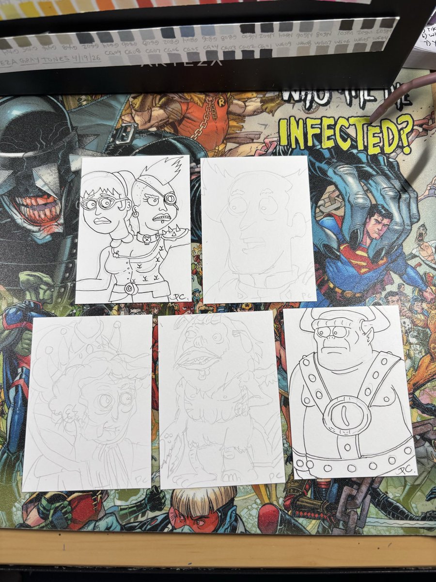 paulcicoria's tweet photo. FARZAR series two art cards in progress.. one of my favorite shows and artists. Can’t wait for the graphic novel! 🤘🏻🔥

Maybe @WacoOGuin will commish me for a set! 😆 I’ve got two followers.. and I’m ready to go from freelance jazz karate lothario / cabana boy to sketch artist!😁 https://t.co/nYlMzwGigu