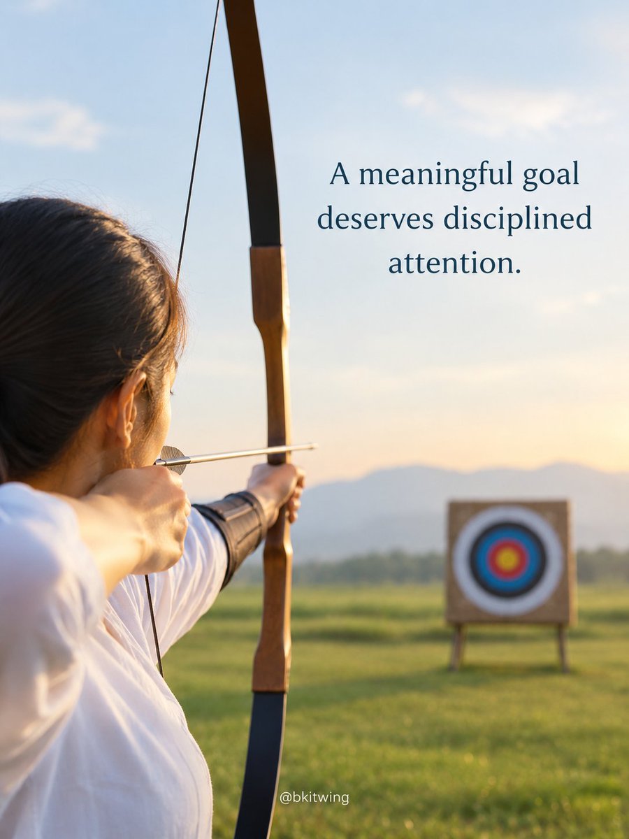 bkitwing's tweet photo. A meaningful goal requires consistent focus, disciplined effort, and purposeful action. Daily commitment, patience, and perseverance turn aspirations into achievements. 

#bkitwing #rerf #brahmakumaris #Discipline #PurposefulLiving https://t.co/7FOkZ0RlmA