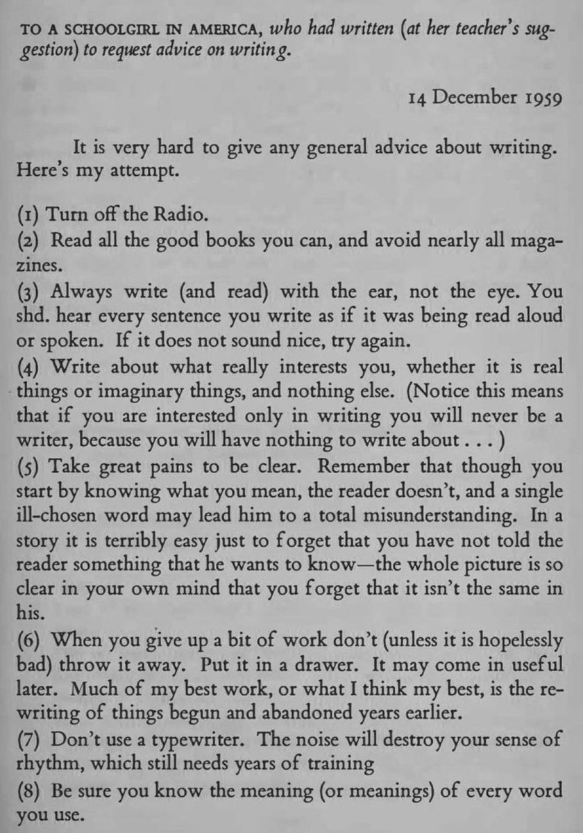 baseballcrank's tweet photo. Two views of writing advice: Ernest Hemingway to F. Scott Fitzgerald, 1934 &amp; C.S. Lewis to a schoolgirl, 1959. https://t.co/Df14pgu8dh