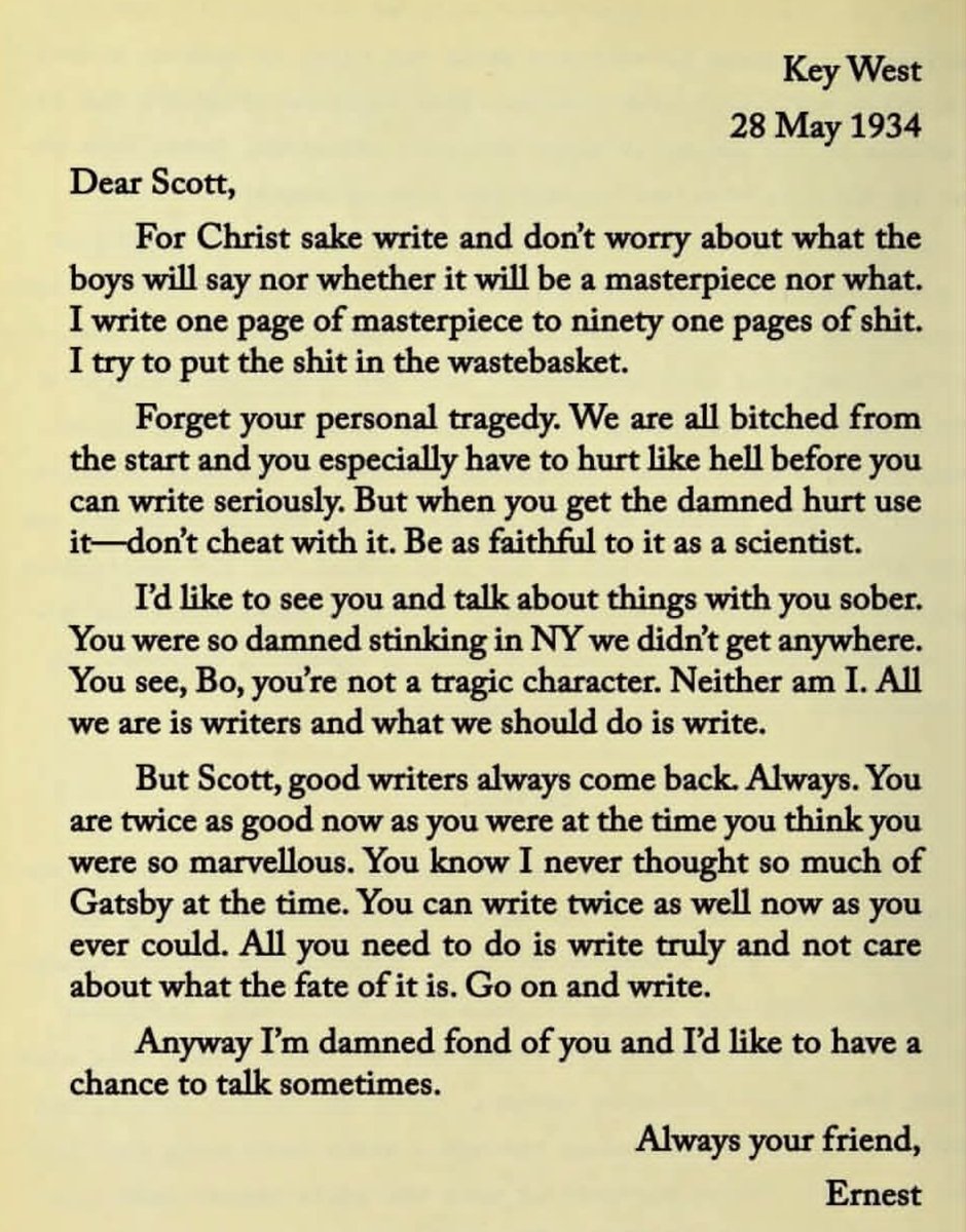 baseballcrank's tweet photo. Two views of writing advice: Ernest Hemingway to F. Scott Fitzgerald, 1934 &amp; C.S. Lewis to a schoolgirl, 1959. https://t.co/Df14pgu8dh