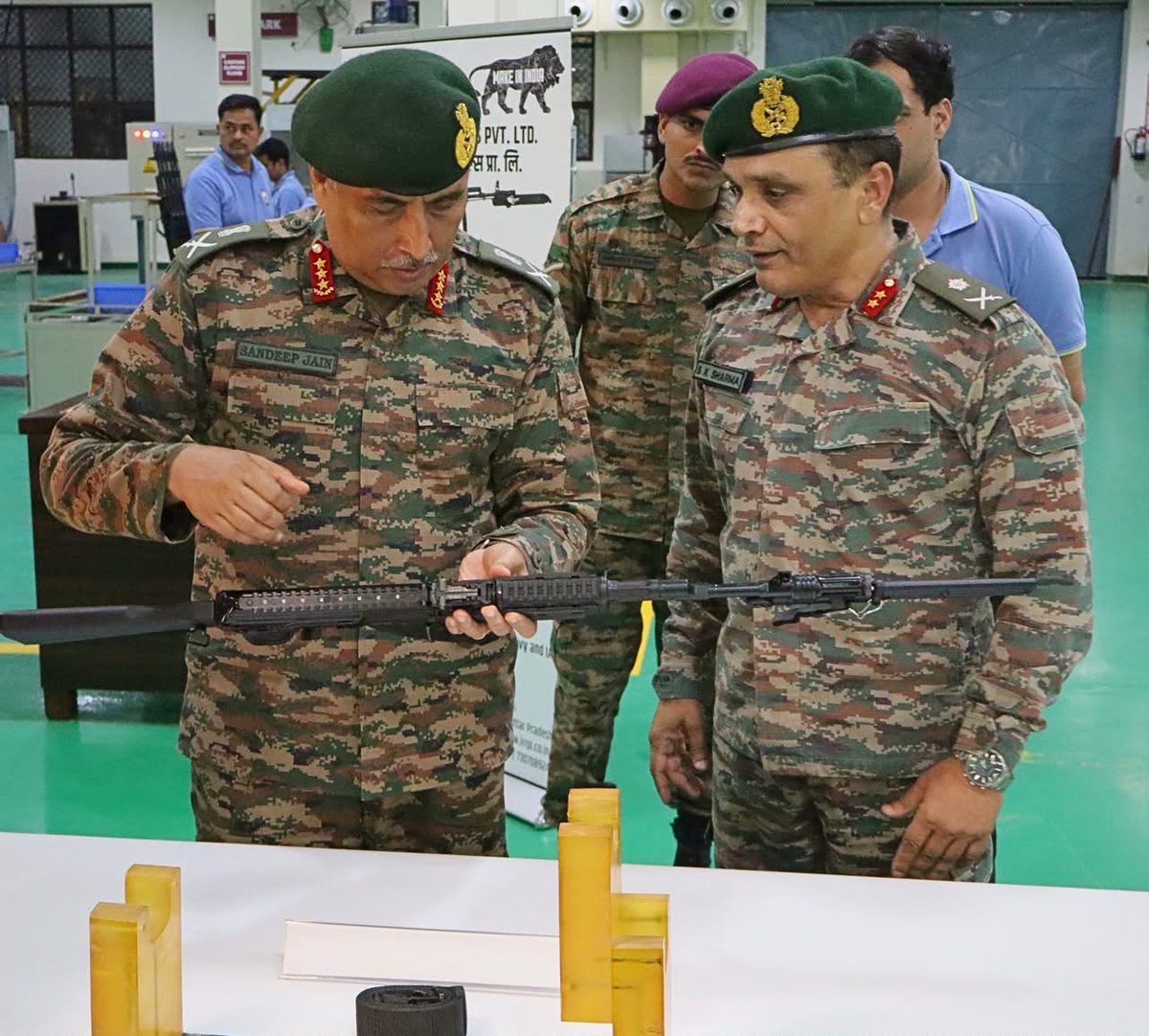 kaidensharmaa's tweet photo. India’s push for a fully homegrown AK-203 is moving forward. 

Vice Chief of Army Staff Lt Gen Sandeep Jain reviewed the Indo-Russian Rifles facility in Korwa to assess the transition toward 100 percent indigenous production of the assault rifles. #AK203 #IndianArmy https://t.co/5F3L6RFVKf