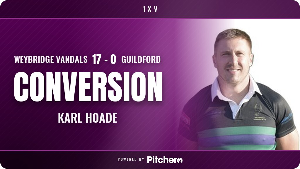 VandalsRFC's tweet photo. 47': Karl Hoade kicks a conversion for Weybridge Vandals 🙌
#WEYGUI #Pitchero
https://t.co/eTUlTW9nn5 https://t.co/nr8PzCouI5