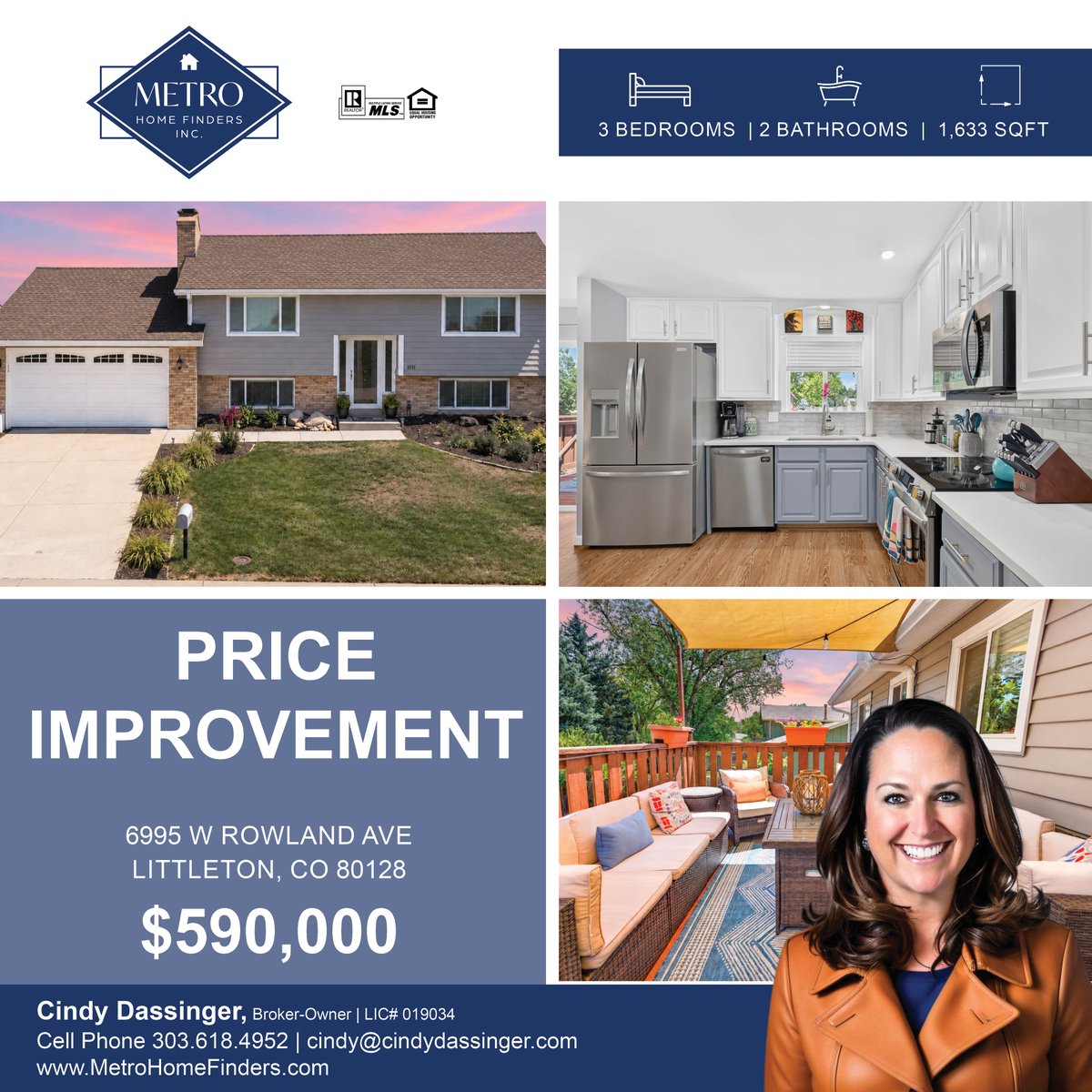 MetroHmeFinder's tweet photo. OPEN HOUSE SATURDAY | 11 AM–2 PM

Don't miss out on this new, amazing price for my listing at 6995 W Rowland Ave, Littleton, CO 80128!
New Price $590,000!

For more information, visit https://t.co/YO4x8xWNm9 or call me at 303.618.4952 for details. https://t.co/7QOzXdldZX