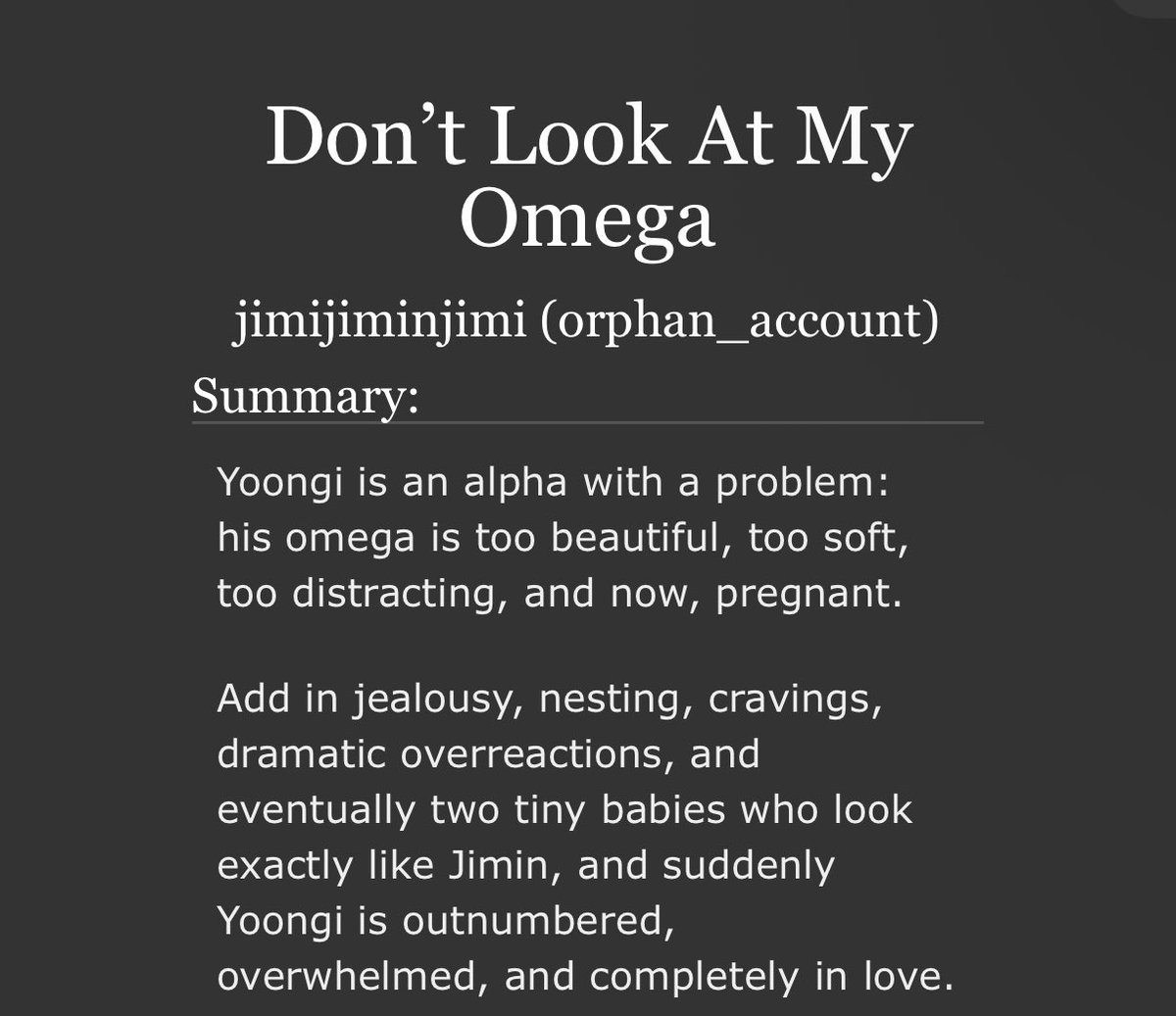 yoongificrecs's tweet photo. Don’t Look At My Omega
🪷 (COMPLETE), 1/1 , 45k
→ Established relationship! Alpha! YG + Omega! JM (MPREG)

- yg is so possessive over jm.. it’s so domestic..
- yg has so much unconditional love for jm &amp; is SO domestic over him
- FLUFF.. MY YM!!

link: ↓
https://t.co/RD2o0lEwVV https://t.co/1sSLh6IMws