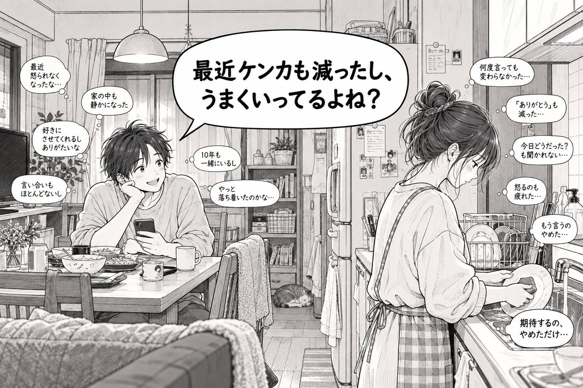 haku_health's tweet photo. ケンカしなくなった...
これが夫婦のリアルなのかも… https://t.co/FvZFZJgrKO