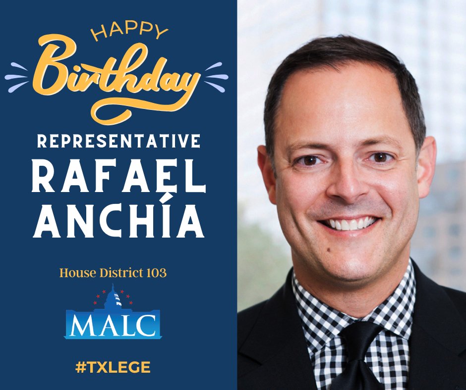 MALCTx's tweet photo. Happy Birthday, Rep. Rafael Anchía @RafaelAnchia! Grateful for your vision, voice, and tireless work for the city of Dallas and HD 103. Hope your day is filled with joy and celebration! https://t.co/o12amE7FTt