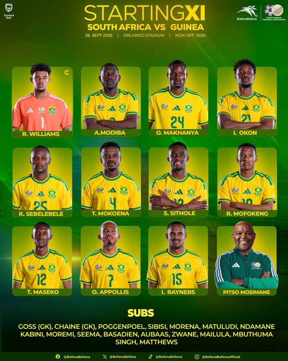Keufrank's tweet photo. 2 Goals ⚽️ 3 Points 📊 On Top 🔡
#Afcon2027Q FT : Bafana 🇿🇦 2-1 🇬🇳 Guinea
As defenders Okon & Kabini rescue us 🥅, next stop Eritrea 🇪🇷 on 30th Sep 18:00
South Africans 🇿🇦 1 Down ✅️ 2 To Go
#Springbok
#Proteas
Tomorrow https://t.co/r0XCJijVqC