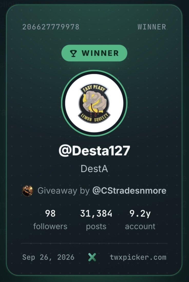 CStradesnmore's tweet photo. The winner of the Giveaway is @Desta127! 
Sent me DM with tradelink. 
Congrats and Ty all for participating. 

Next giveaway will be soon 🎁🦆 https://t.co/Cf2mdcsGkn